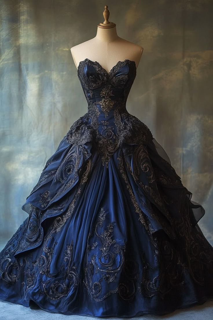 Navy Blue Sweetheart A-Line Chiffon Beaded Long Prom Dress Evening Ball Gown, DP5555