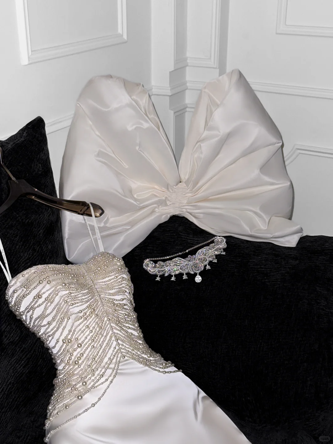 Elegant White Strapless Mermaid Satin Long Party Dresses Wedding Dresses, DP5477