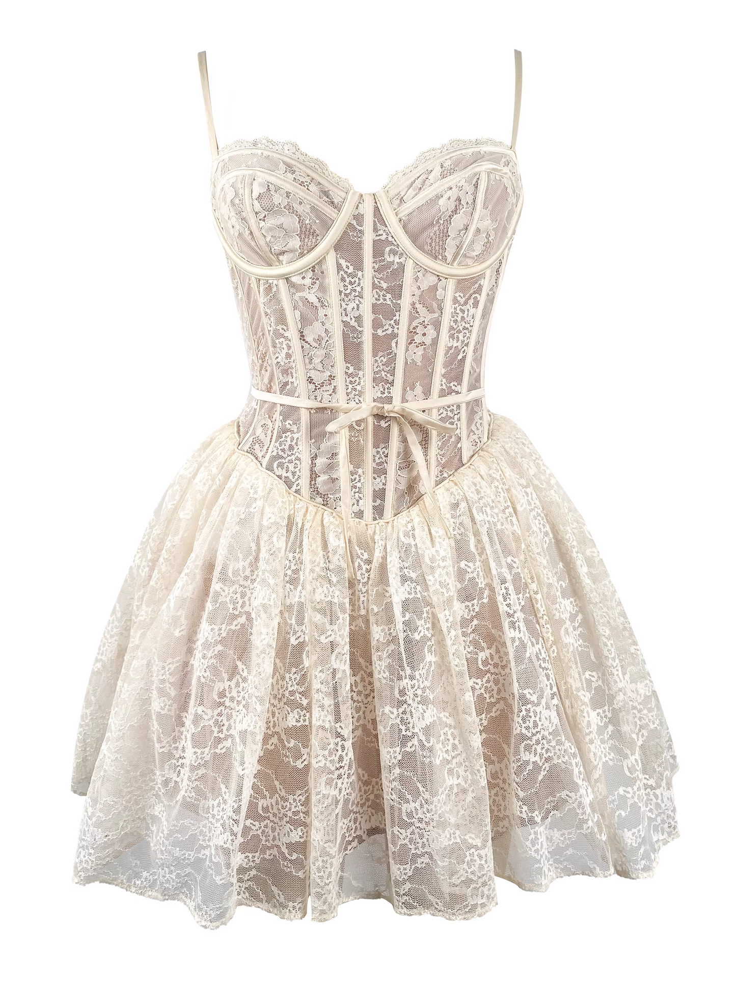 Vintage White Lace Embroidery Spaghetti Strap Design A-line Party Dress Homecoming Dress DP5875