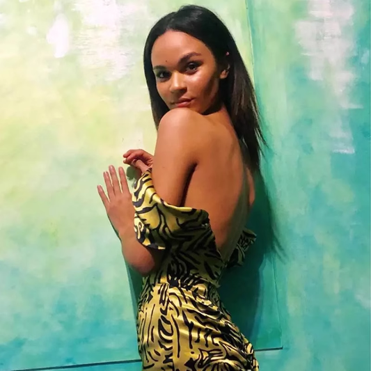 Yellow Leopard Print Off-the-shoulder Design Sheath Party Dress, DP5903