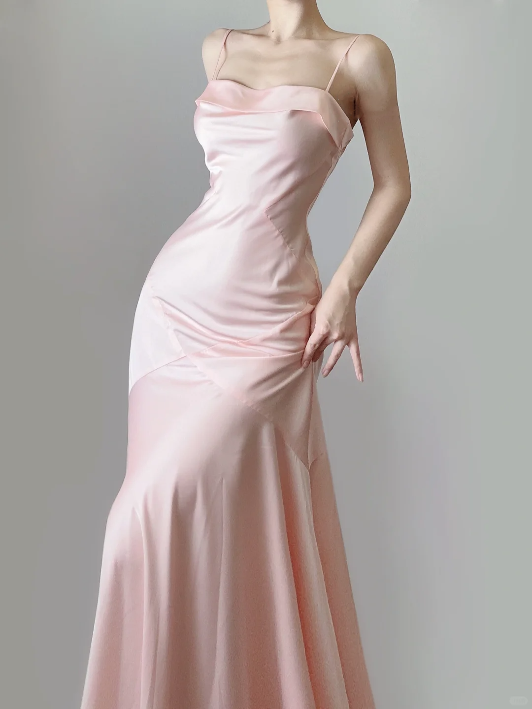 Elegant Pink Spaghrtti Straps A-Line Satin Long Party Dress Weding Guest Dress, DP5370