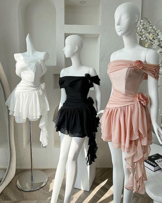 Robe fourreau courte rose à épaules dénudées et volants, tenue de soirée d'anniversaire, DP3119