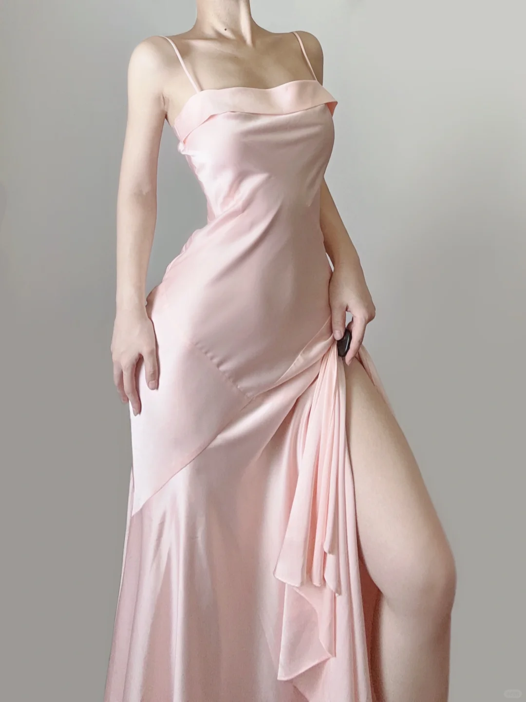 Elegant Pink Spaghrtti Straps A-Line Satin Long Party Dress Weding Guest Dress, DP5370
