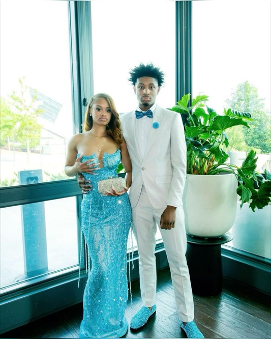 Superbe robe de soirée longue style sirène à perles et décolleté en cœur, DP3724