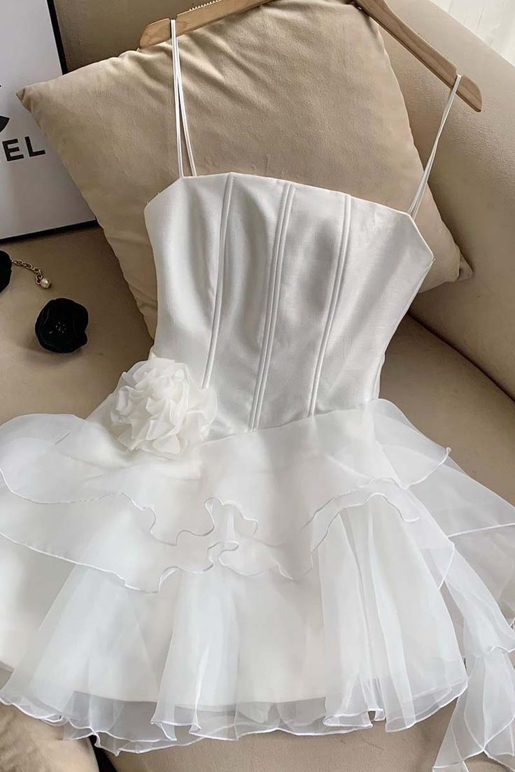 Robe d'anniversaire courte à bretelles roses et volants, robe de soirée, DP3116