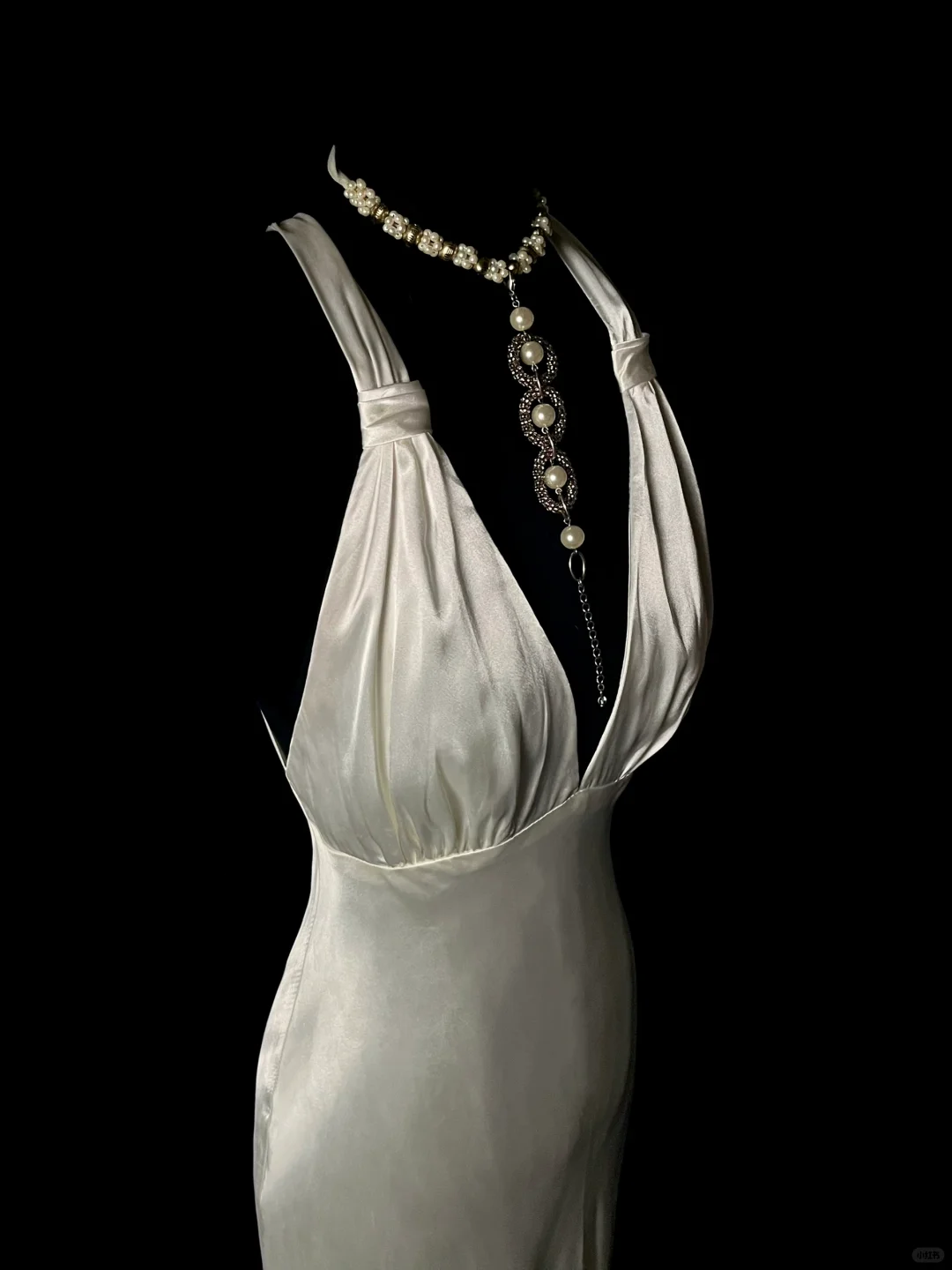 Charming White V Neck Cross Back Mermaid Satin Vintage Long Party Dress, DP5412