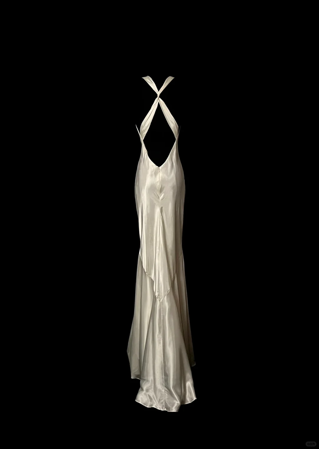 Charming White V Neck Cross Back Mermaid Satin Vintage Long Party Dress, DP5412
