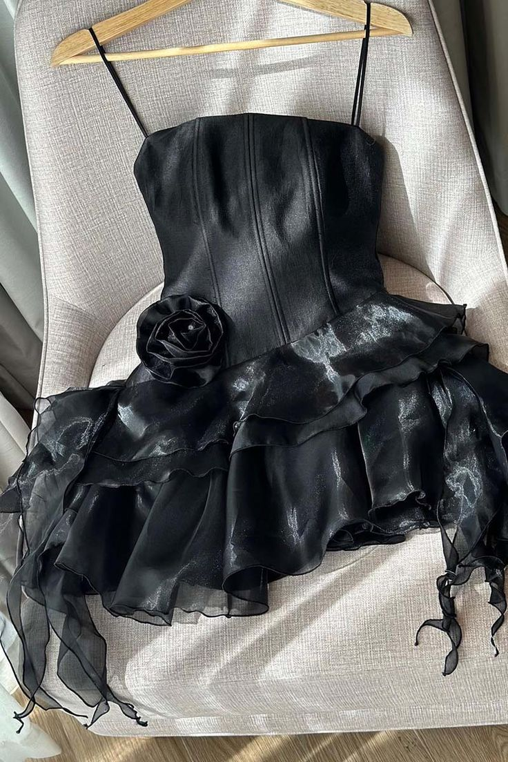 Robe d'anniversaire courte à bretelles roses et volants, robe de soirée, DP3116