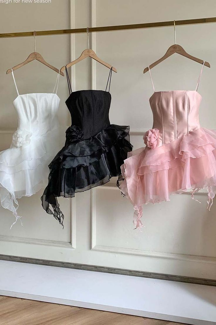 Robe d'anniversaire courte à bretelles roses et volants, robe de soirée, DP3116