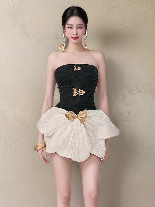 Simple Fashion Strapless Bow Design A-line Mini Party Dresses Homecoming Dresses, DP5862