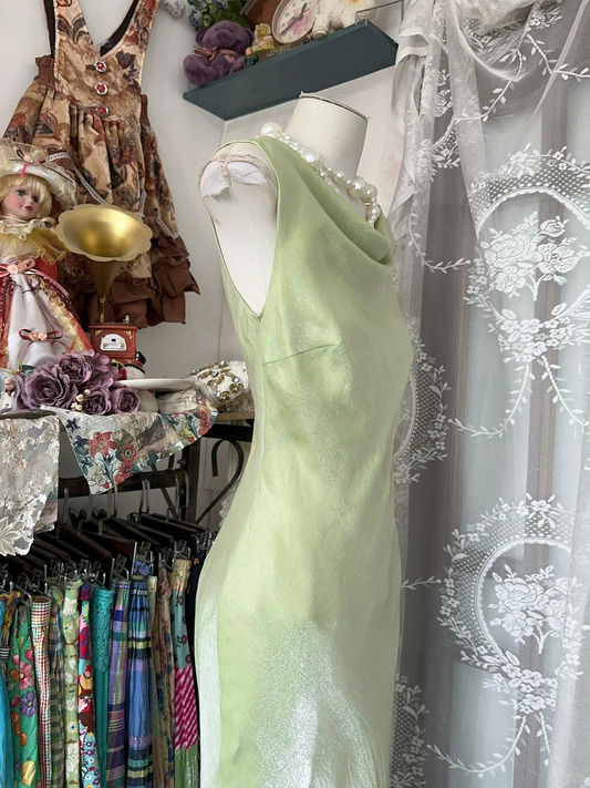 Gorgeous Light Green Cowl Neck Elegant Mermaid Long Evening Dress Prom Dresses DP6215