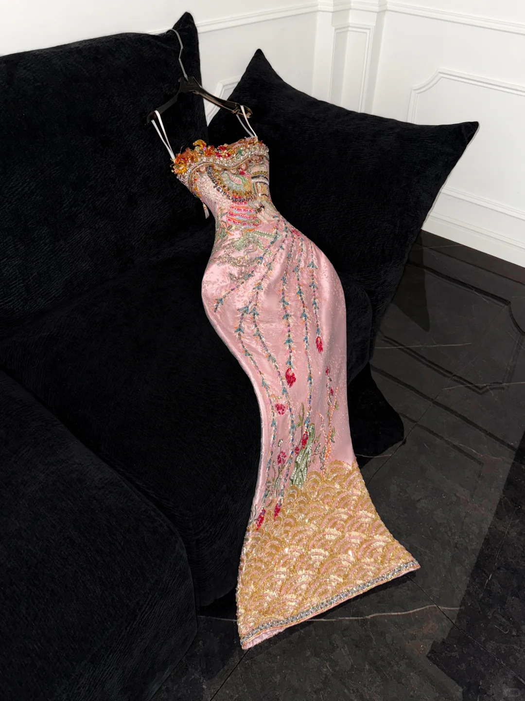 Sparkling Pink Beaded Sequined Design Elegant Mermaid Prom Dress Evening Dress DP6229