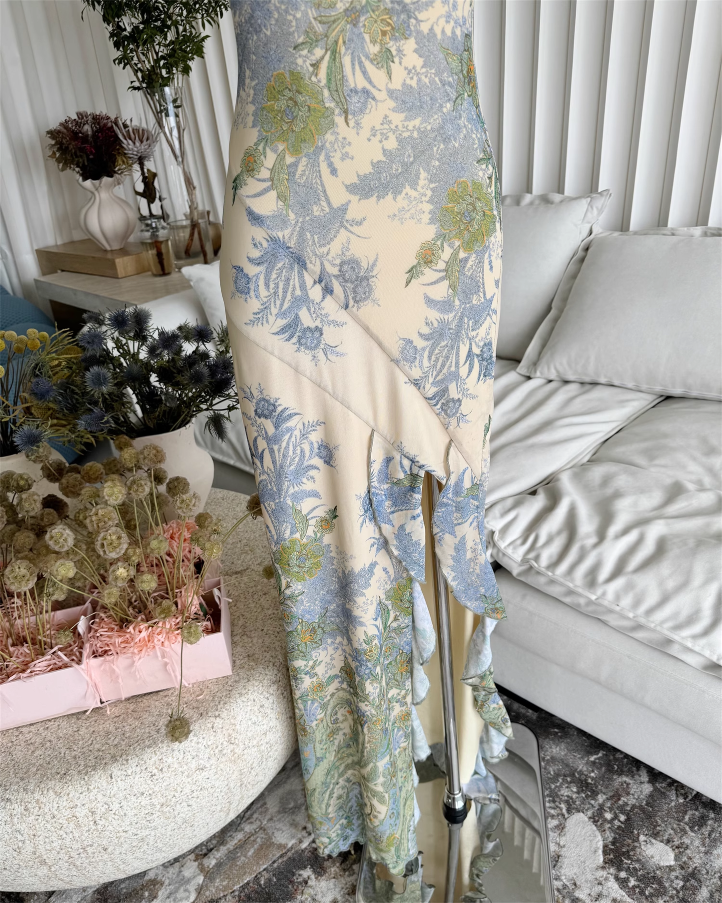 Sweet Strapless Floral Design Irregular Hem A-line Women Dress, DP5898