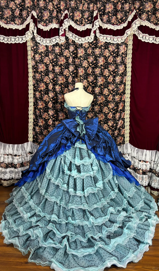 Vintage Navy Blue Sweetheart Satin Strapless Sweet 16th Quinceanera A-Line Evening Dress Ball Gown DP6274