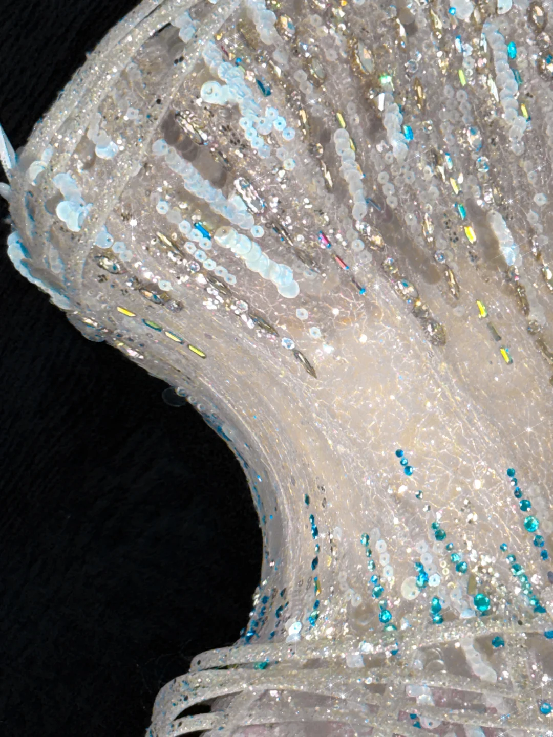 Gorgeous Sparkling Blue Sequin A-Line Elegant Chiffon Evening Dress Prom Dresses Ball Gown DP6167