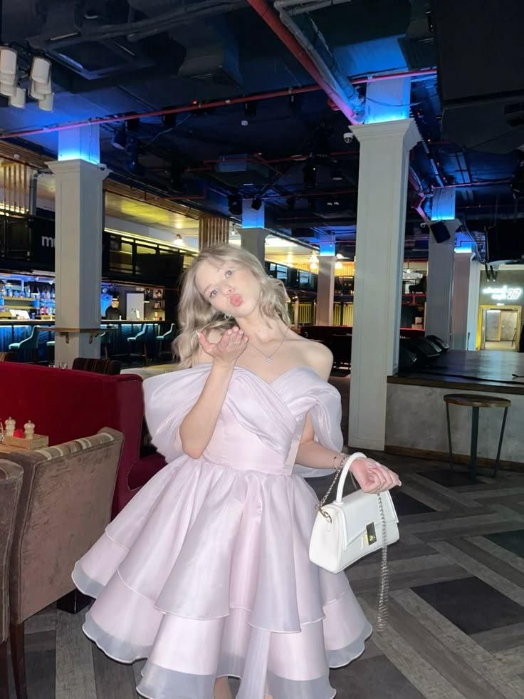Light Pink Off Shoulder A-Line Short Party Dresses Birthday Dresses, DP5739