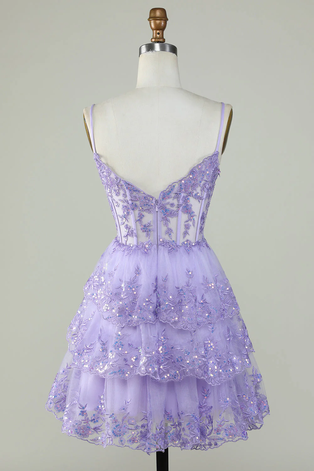 Lavender A-Line Straps Layers Tulle Cute Homecoming Dress, DP2967