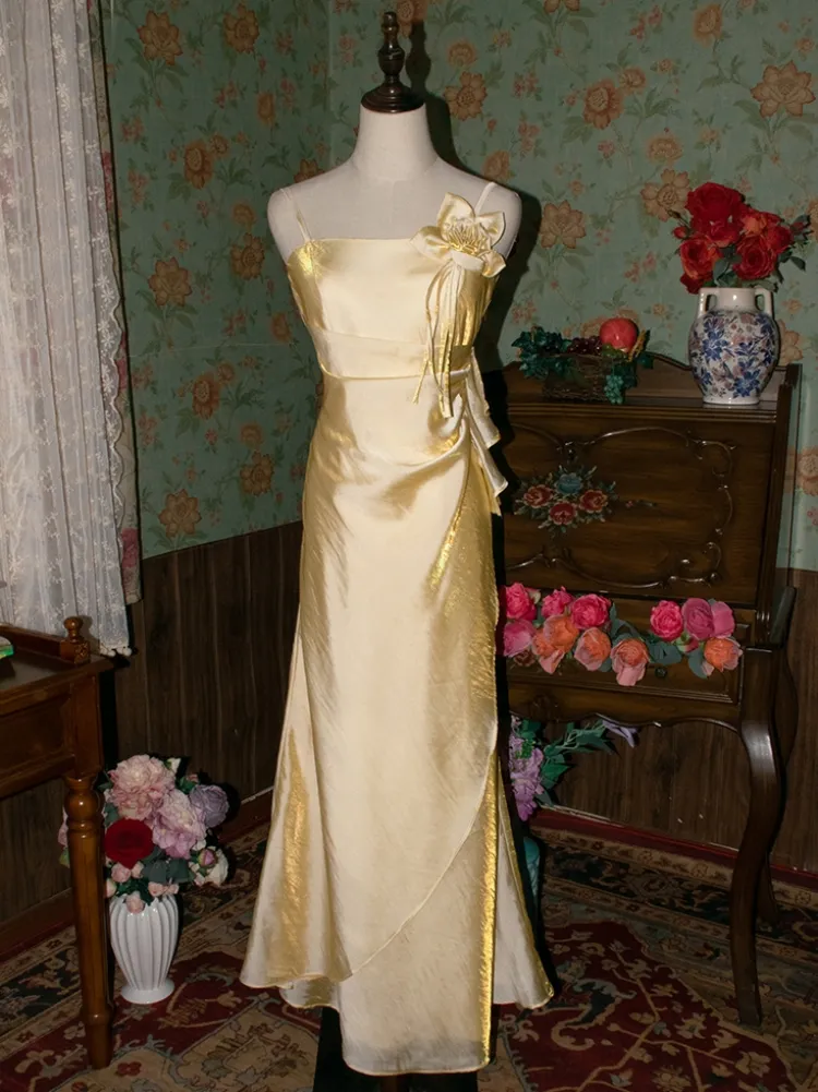 Purple Straps Vintage Floral Elegant Evening Gown Long Party Dress, DP3145