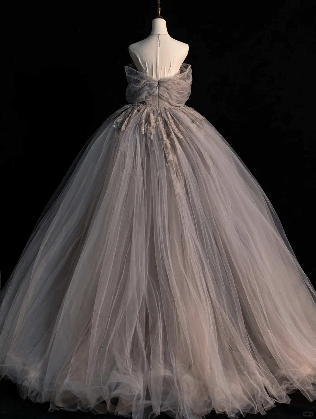 Grey Off Shoulder Mermaid Lace Tulle Long Prom Dress Birthday Party Dress, DP5228