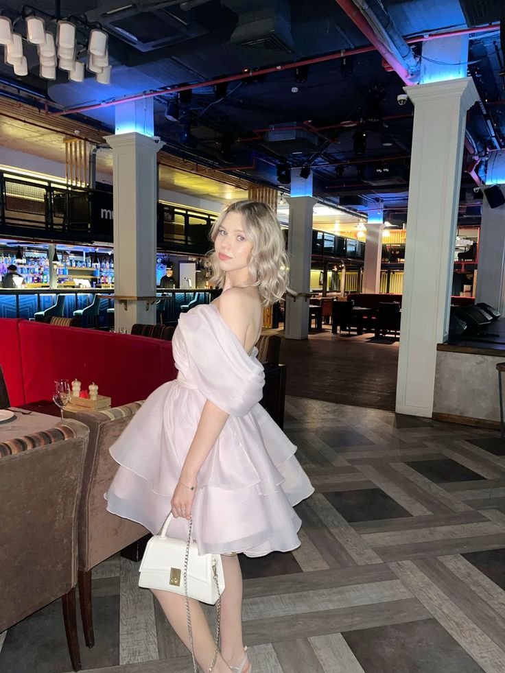 Light Pink Off Shoulder A-Line Short Party Dresses Birthday Dresses, DP5739