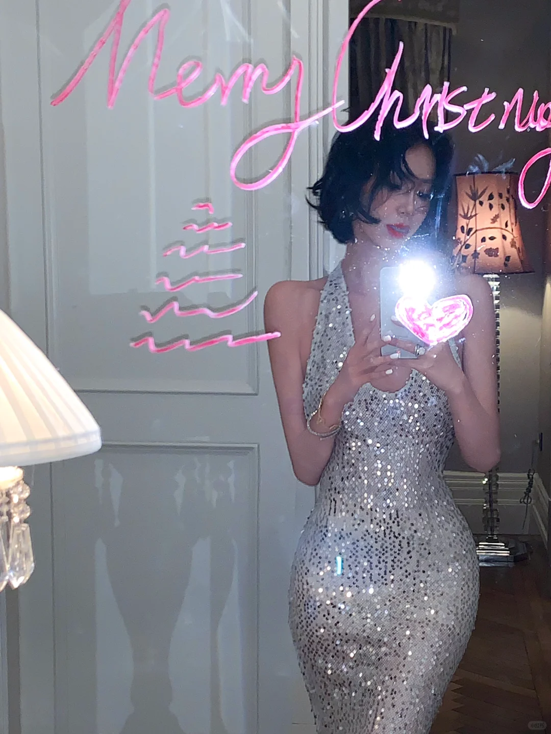 Sexy Silver Halter Neck Backless Mermaid Sequins Long Evening Party Dress, DP5413