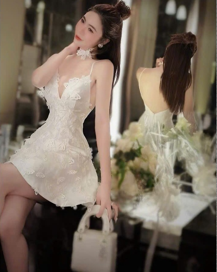 White V Neck Straps Appliques Mini Homecoming Dress Birthday Outfits, DP3126