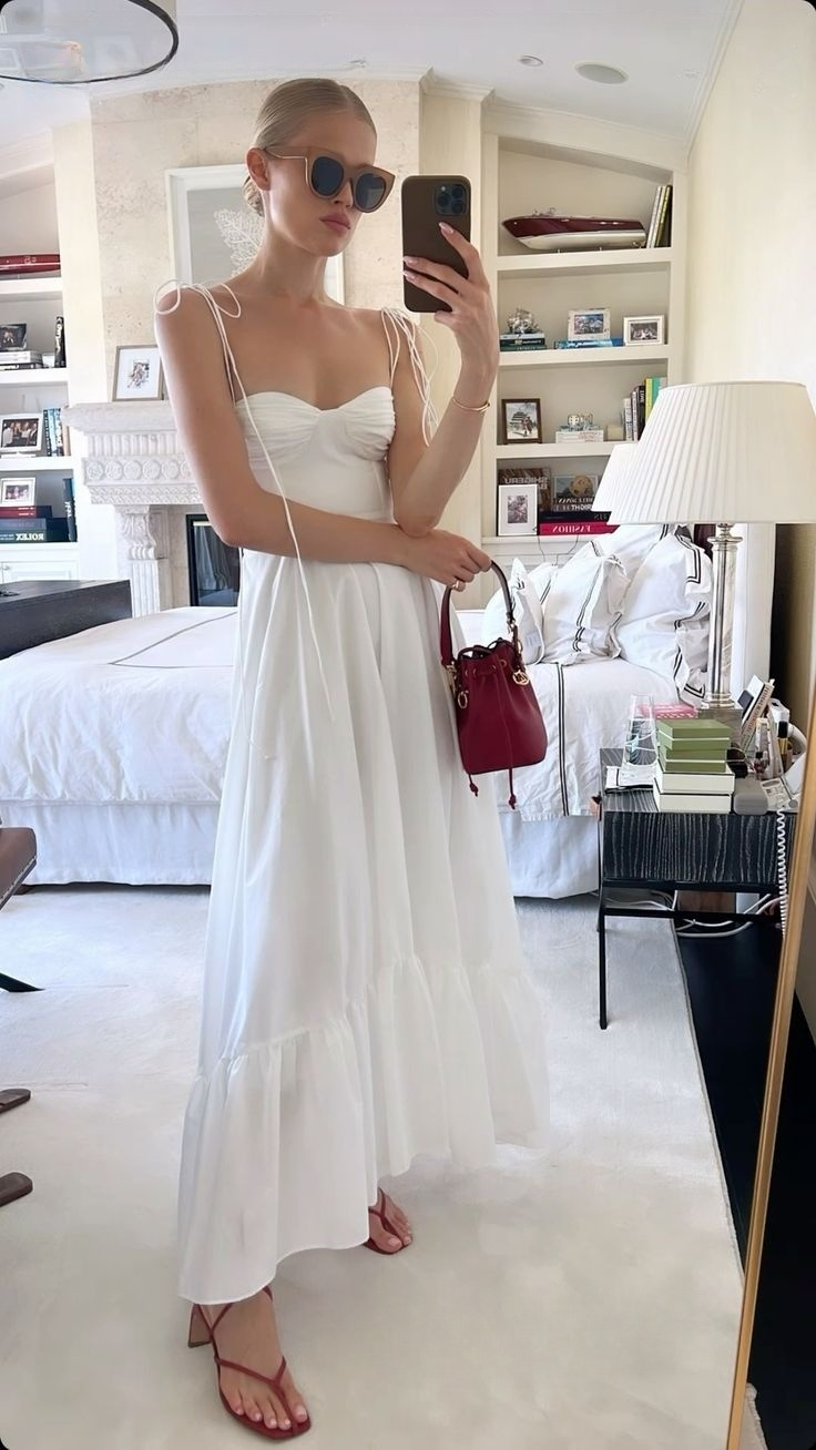 White Spaghetti Straps A-Line Fashion Summer Dress Long Party Dress, DP3207