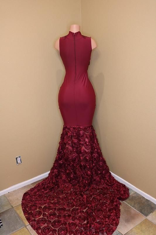 Burgunderrotes Meerjungfrau-Ballkleid, langes Abendkleid, DP0221