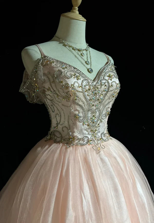 Vintage Pink Beaded Embroidery A-Line Homecoming Dress Spaghetti Strap Party Dress Short Chiffon Cocktail Dress, DP6558