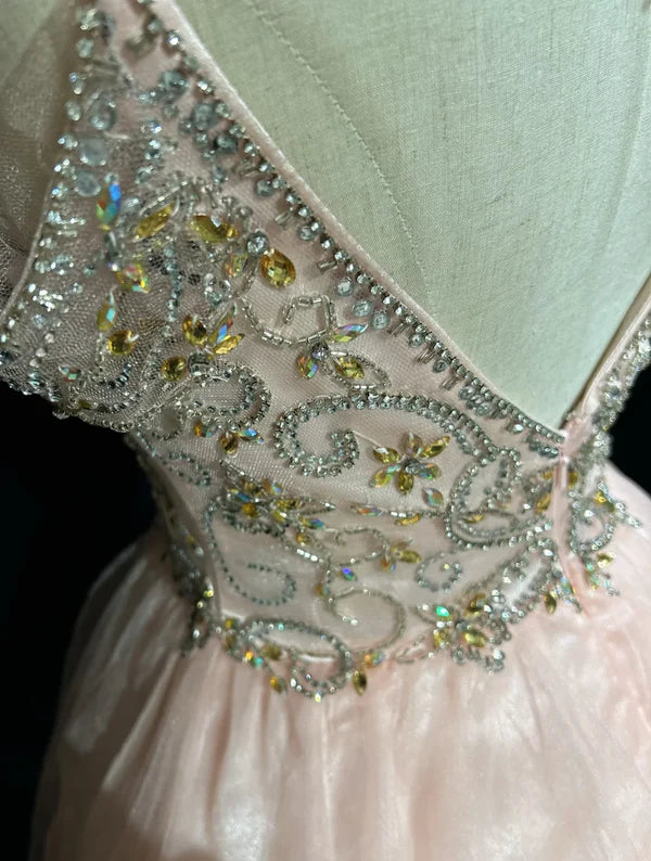 Vintage Pink Beaded Embroidery A-Line Homecoming Dress Spaghetti Strap Party Dress Short Chiffon Cocktail Dress, DP6558