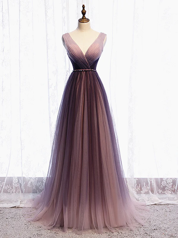 Tulle A-Line Long Prom Dress Formal Party Dress,DP1018