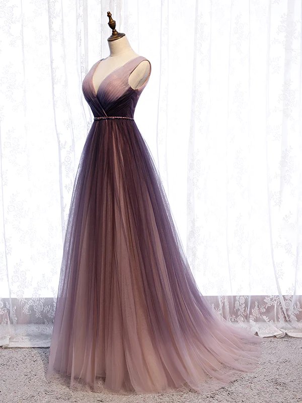 Tulle A-Line Long Prom Dress Formal Party Dress,DP1018