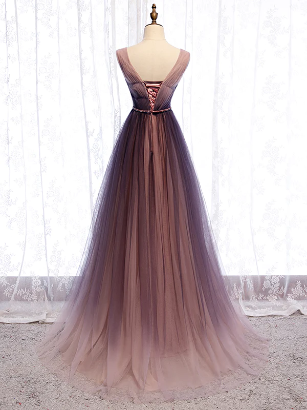 Tulle A-Line Long Prom Dress Formal Party Dress,DP1018