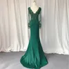 Green Long Sleeves Appliques Mermaid Formal Prom Dress,DP1103