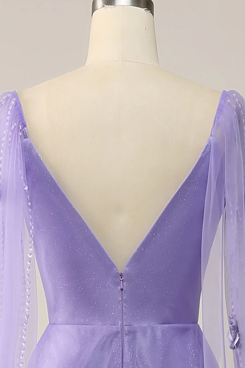 Purple Cape Sleeves Long Prom Dress With 3d Flowers,DP1143