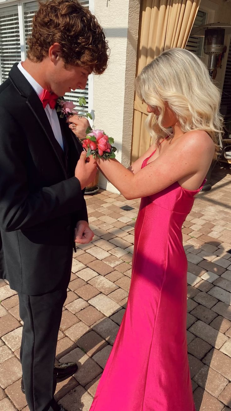 Hot Pink Spaghetti Straps Long Prom Dress with Slit,DP1356