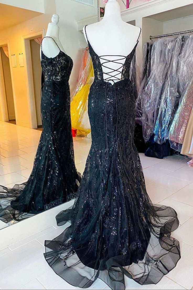 Light Blue Straps Tulle Sequins Mermaid Long Prom Dress,DP1360