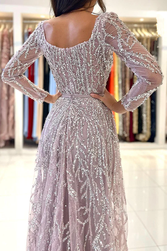 Gorgeous A-Line Beading Long Sleeves Long Prom Dress Formal Party Dress,DP1469