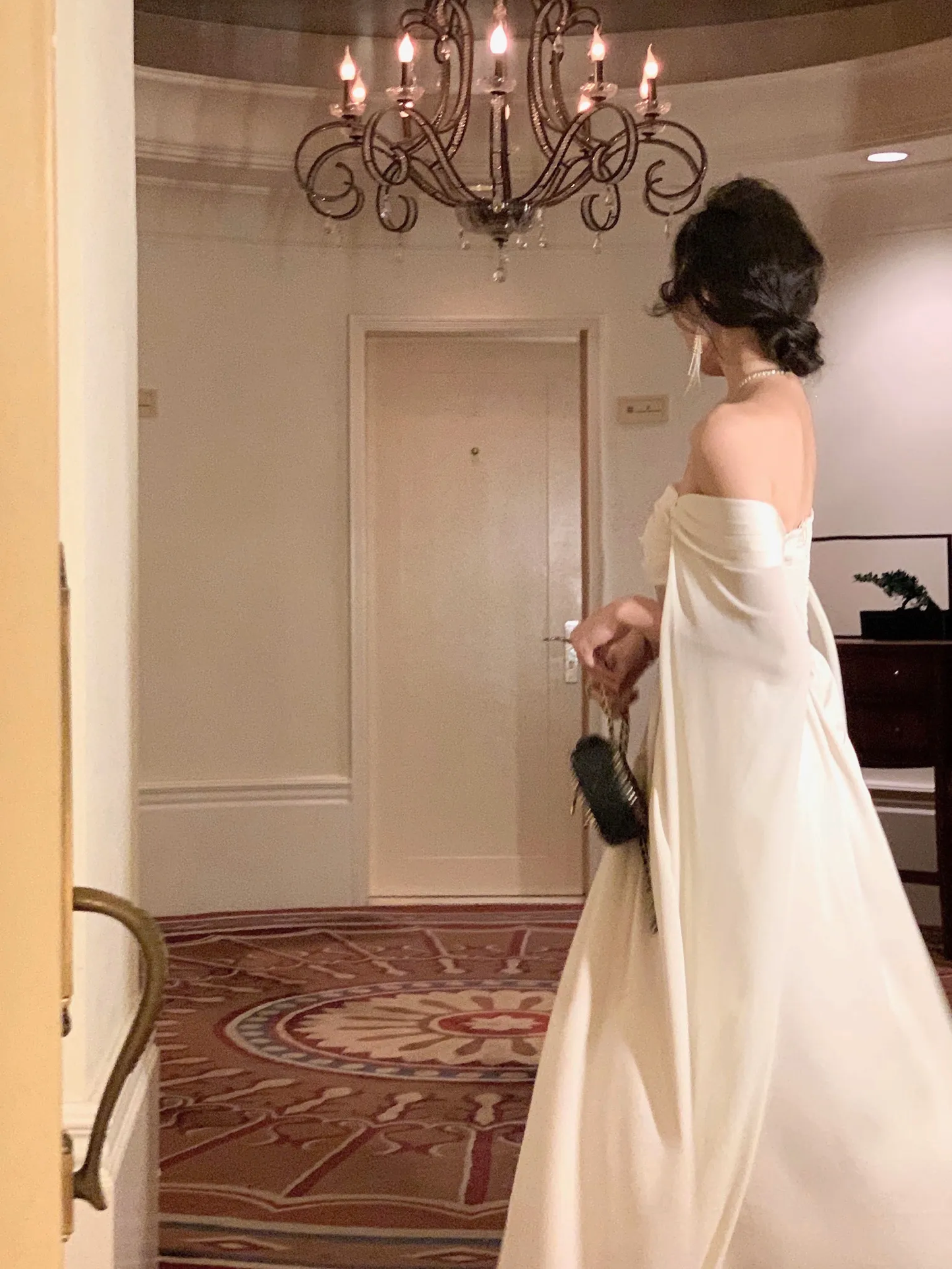 Ivory Off Shoulder A-Line Long Prom Dress Elegant Party Dress,DP1486