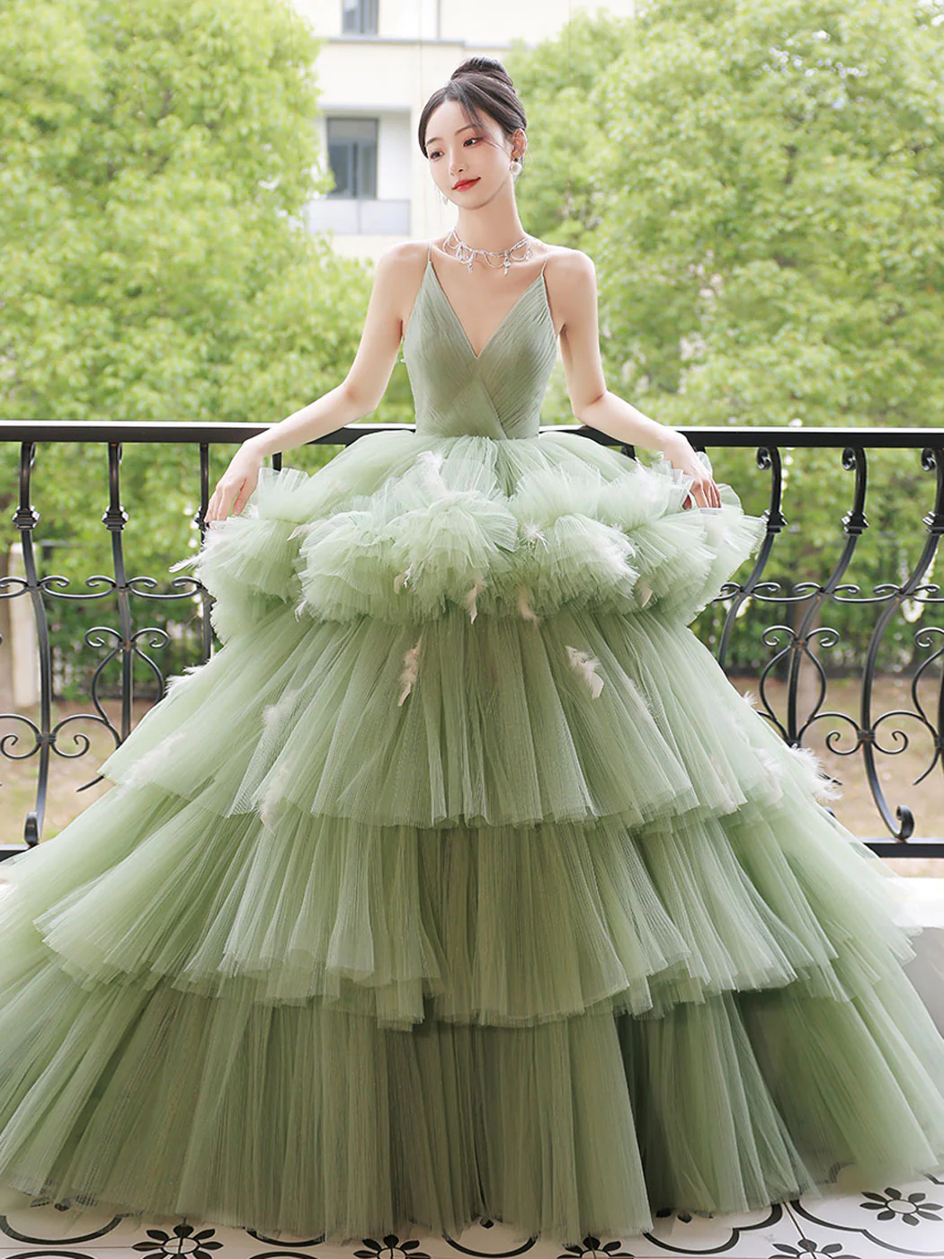 Green Straps V Neck Tulle Layers Long Prom Dress Sweet 16 Dress,DP1625 DSProm Green Straps V Neck Tulle Layers Long Prom Dress Sweet 16 Dress,DP1625 DSProm
