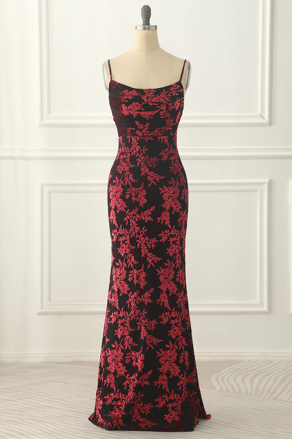 Burgundy Sheath Floral Burnout Velvet Long Prom Dress Formal Party Dre – DSProm Burgundy Sheath Floral Burnout Velvet Long Prom Dress Formal Party Dre – DSProm