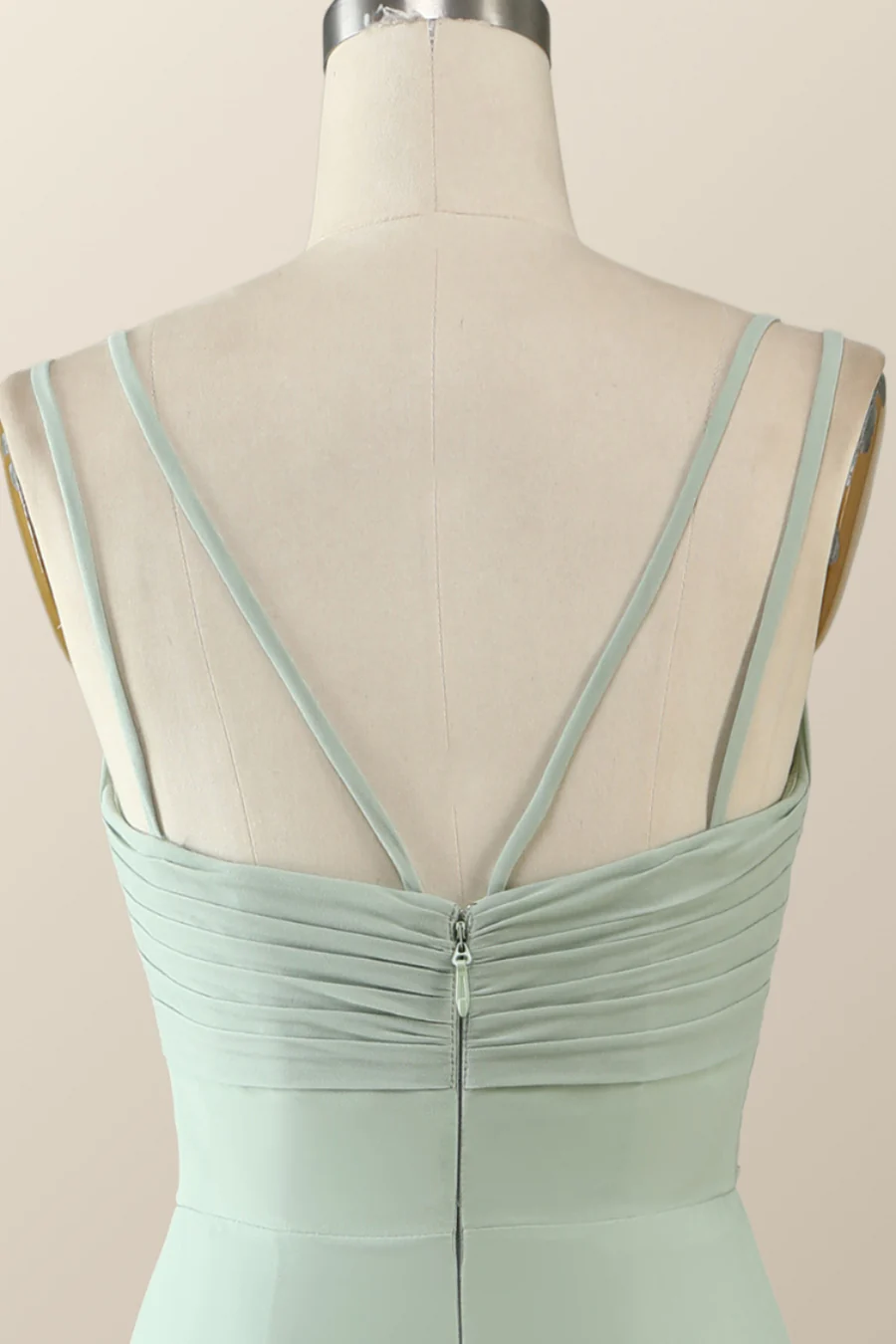 Salbeigrünes Chiffon Plissee Langes Partykleid Brautjungfernkleid,DP1814
