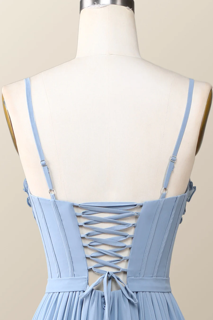 Boho Style Dusty Blue Rüschen Langes Partykleid Brautjungfernkleid,DP1817