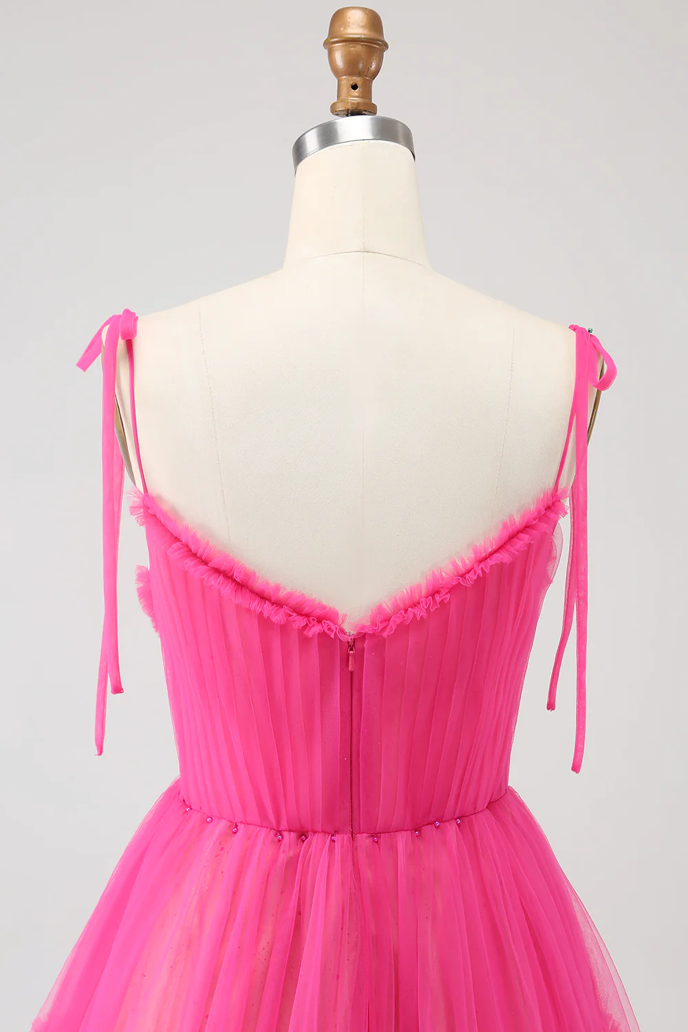 Hot Pink Princess A-Line Spaghetti Straps Tulle Long Prom Dress,DP1864