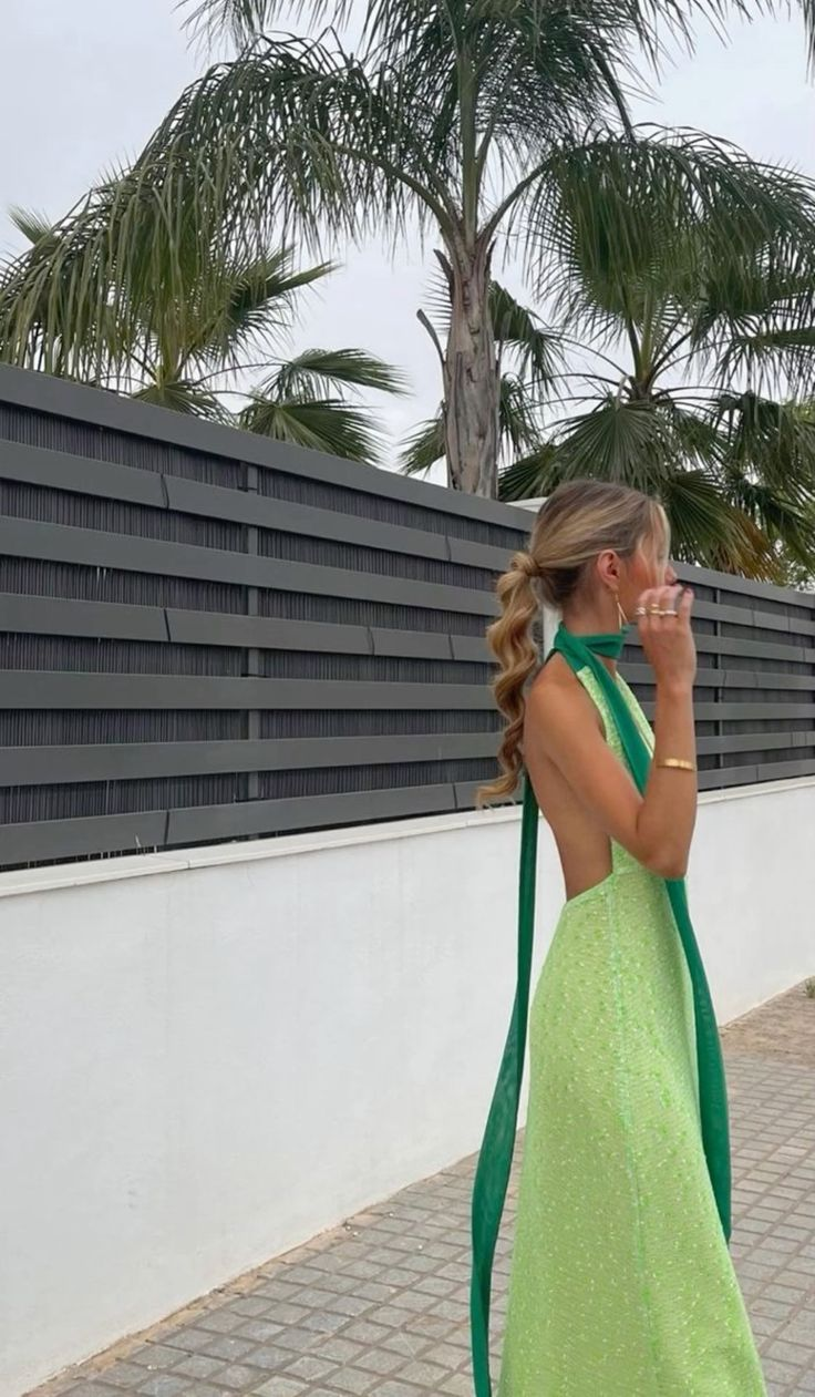Green Halter Backless A-Line Long Party Dress Wedding Guest Dress,DP1928