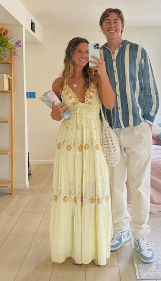 Light Yellow A-Line Halter Backless Embroidery Long Party Dress Trip Dress,DP1937