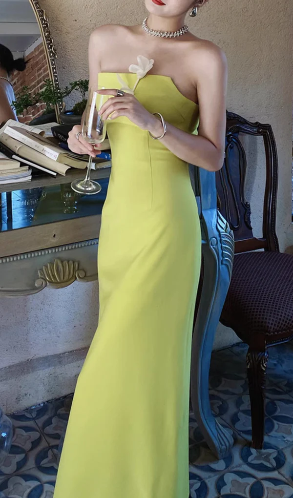 Green Strapless Elegant Formal Party Dress with Slit,DP1956