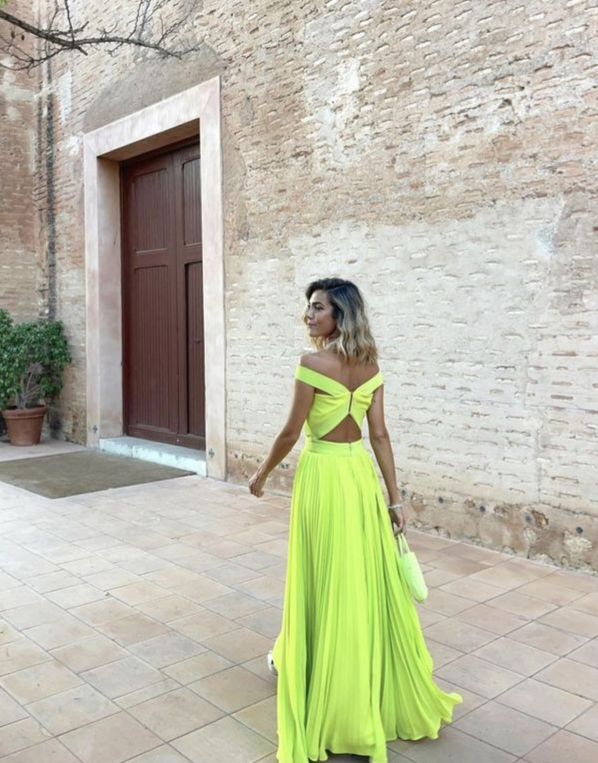 Green Off Shoulder A-Line Wedding Guest Dress Formal Party Dress,DP1974