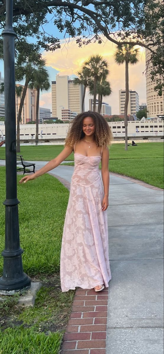 Light Pink Spaghetti Straps A-Line Long Party Dress, DP2151