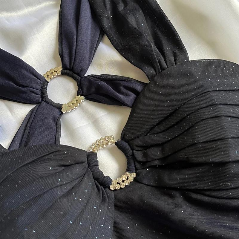 Dark Blue Ombre Straps Shiny Chiffon Vintage Long Prom Dress, DP2120